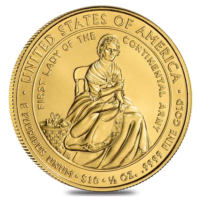 2007 W 1/2 oz $10 First Spouse - Martha Washington Gold Uncirculated Coin (w/Box & COA)