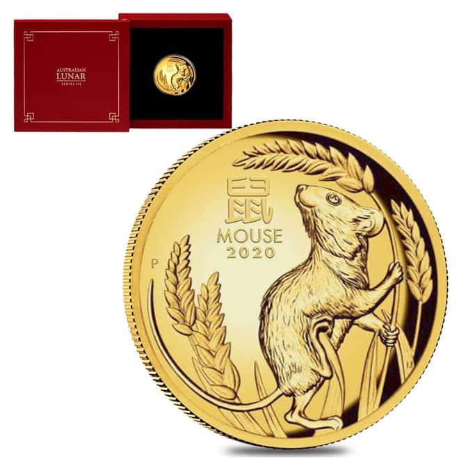 2020 1 oz Proof Gold Lunar Year of The Mouse / Rat Australian Perth Mint (w/Box & COA)