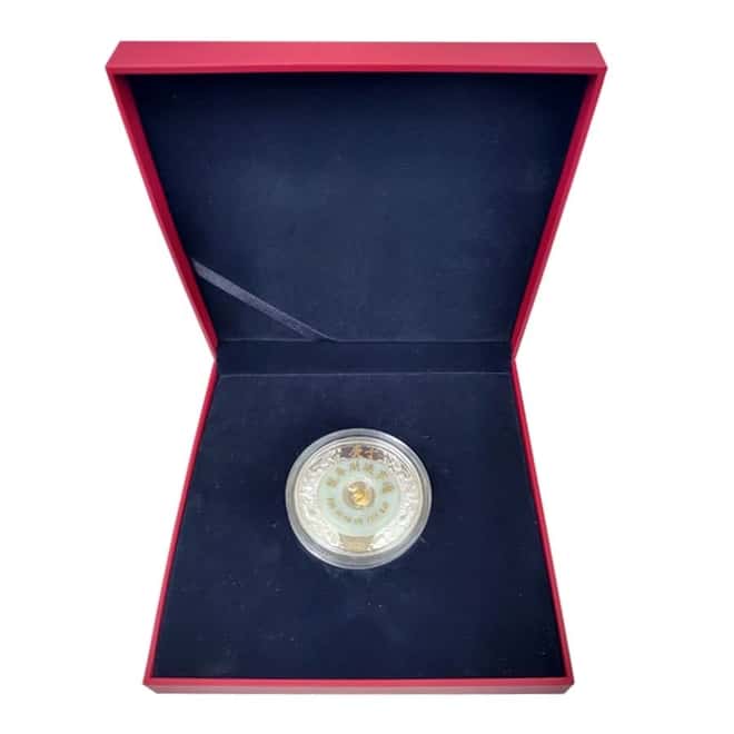 2020 2 oz Silver Lunar Year of The Mouse / Rat Jade Ring Coin Laos .999 Fine (w/Box & COA)