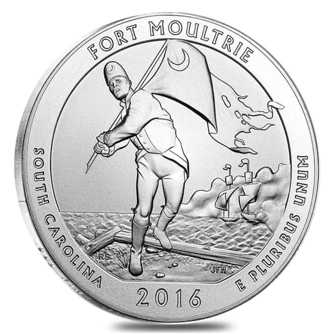 2016-P 5 oz Silver America the Beautiful ATB South Carolina Fort Moultrie National Monument Unc Coin (w/Box & COA)