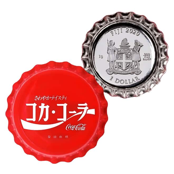 2020 6 gram Fiji Coca-Cola Japan Bottle Cap $1 Proof Silver Coin .999 Fine (w/Box & COA)