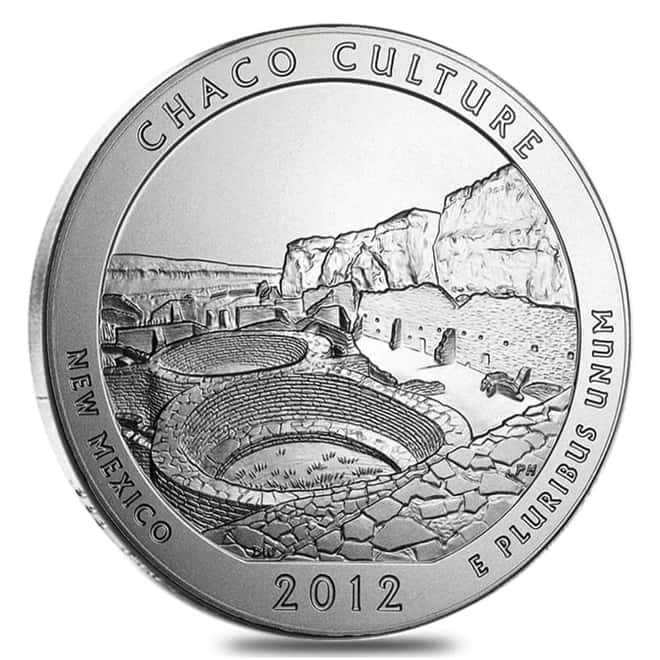 2012-P 5 oz Silver America the Beautiful ATB New Mexico Chaco Culture National Park Unc Coin (w/Box & COA)