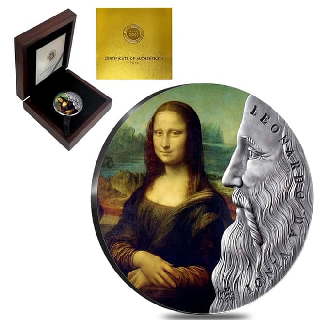 2019 Ghana 2 oz Silver Leonardo Da Vinci - World's Greatest Artists Coin (w/Box & COA)