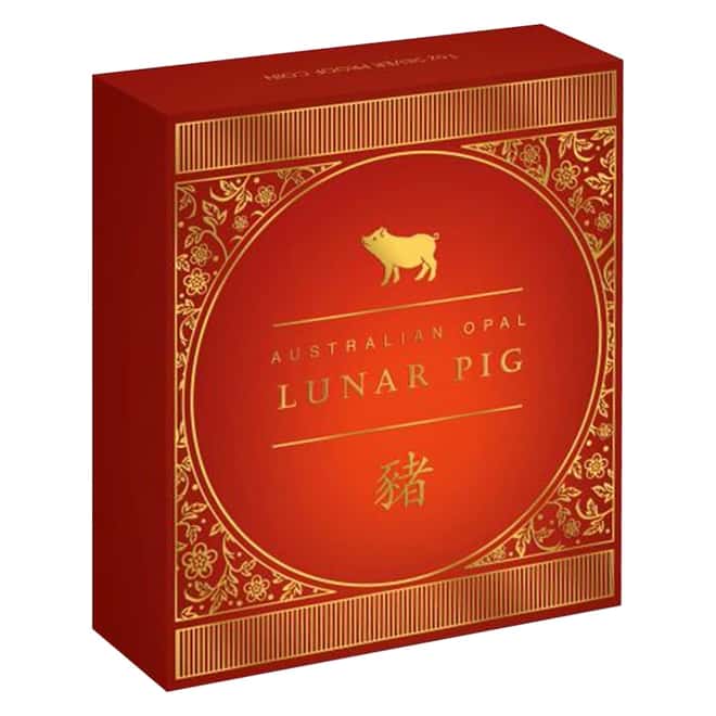 2019 1 oz Proof Silver Lunar Year of the Pig Opal Coin Australian Perth Mint (w/Box & COA)