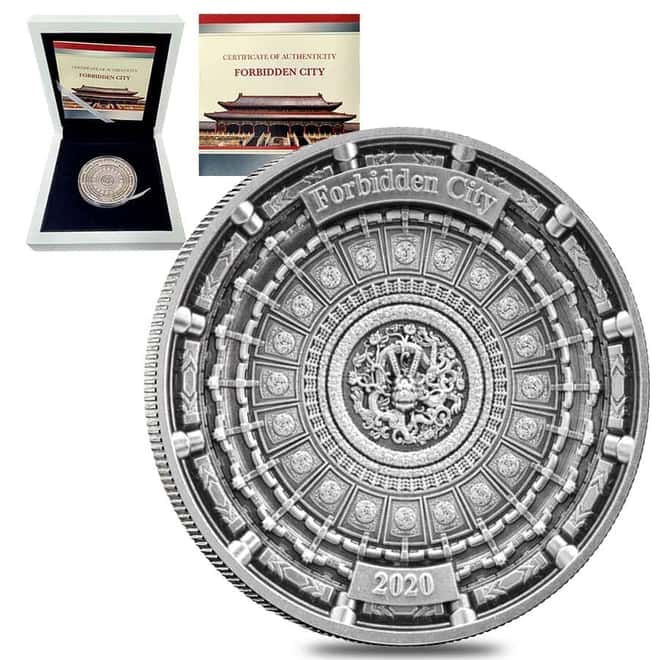 2020 100 gram Silver Forbidden City 4-Layer Coin Solomon Islands .999 Fine (w/Box & COA)