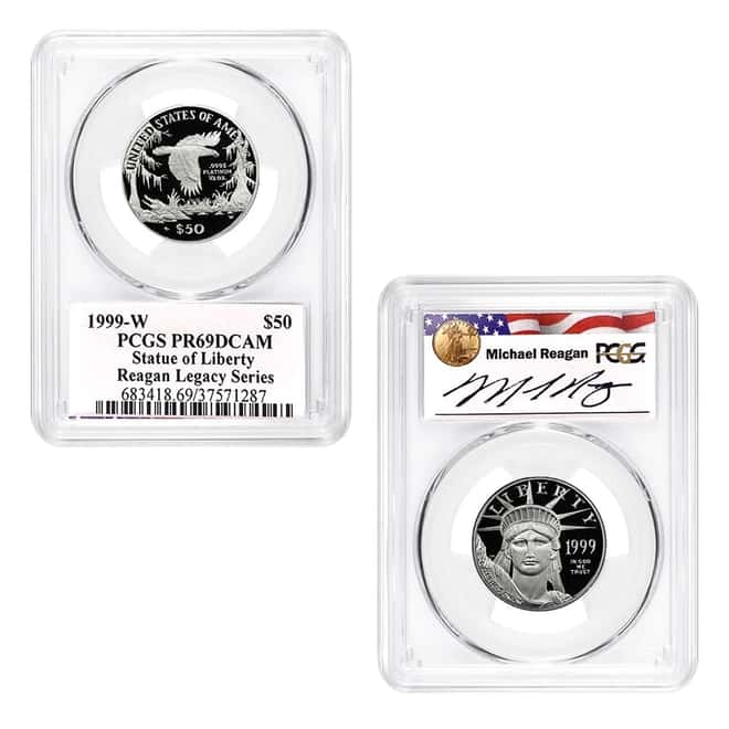 1999 W 1.85 oz Proof Platinum American Eagle 4-Coin Set PCGS PF 69 (Michael Reagan Sign)