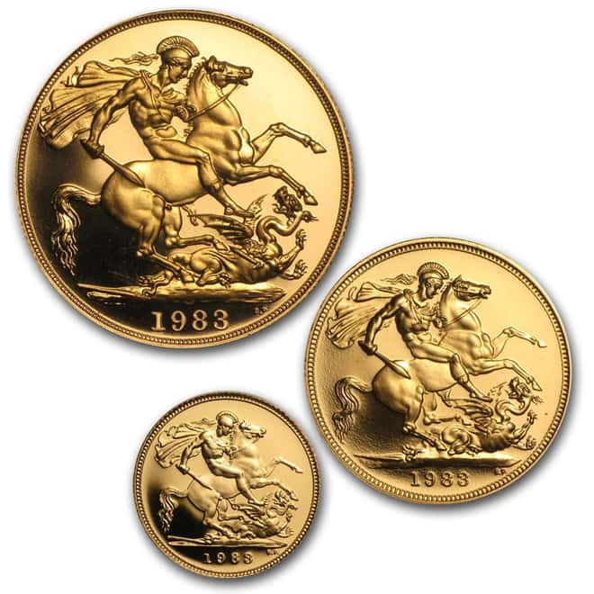 1983 Great Britain UK 3-Coin Gold Proof Set (w/Box & COA)
