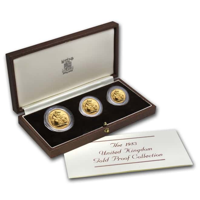 1983 Great Britain UK 3-Coin Gold Proof Set (w/Box & COA)