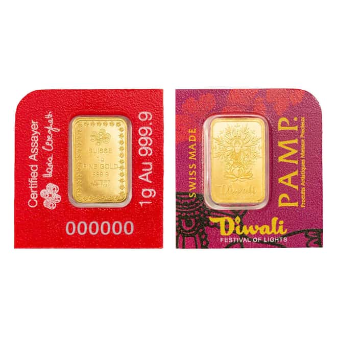 25 x 1 Gram PAMP Suisse Diwali Lakshmi & Sacred Cow Gold Bar .9999 Fine Multigram+25