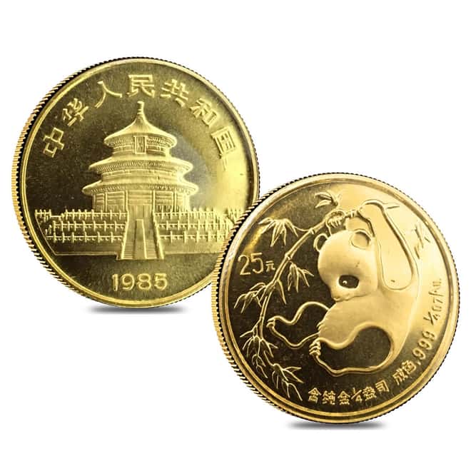 1985 1.9 oz Chinese Gold Panda 5-Coin Set BU (Sealed)