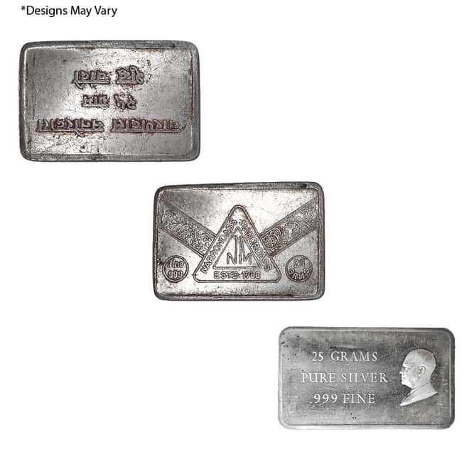 25 gram Generic Silver Bar .999 Fine