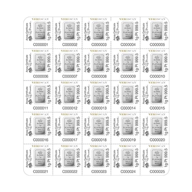 1 gram Platinum Bar - PAMP Suisse Lady Fortuna .9995 Fine (In Assay from Multigram+25)