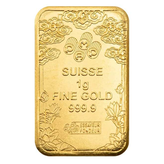 1 Gram PAMP Suisse Good Luck Yellow Dragon Gold Bar .9999 Fine (in Assay from Multigram+25)