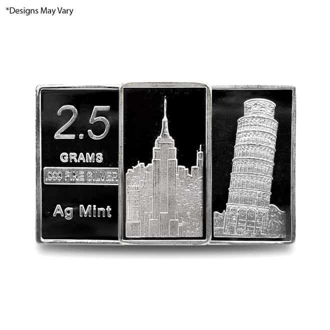 2.5 gram Generic Silver Bars .999 Fine