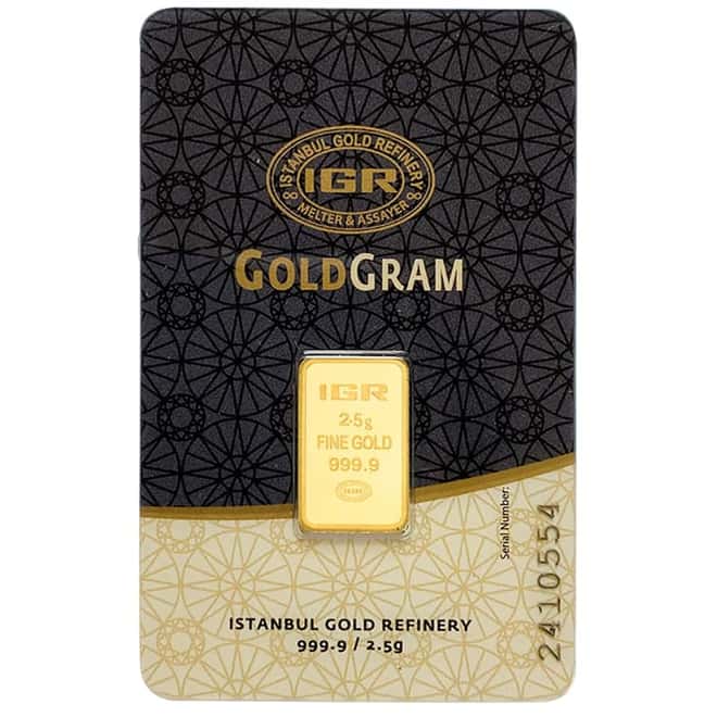 2.5 gram Istanbul Gold Refinery (IGR) Bar .9999 Fine (In Assay)
