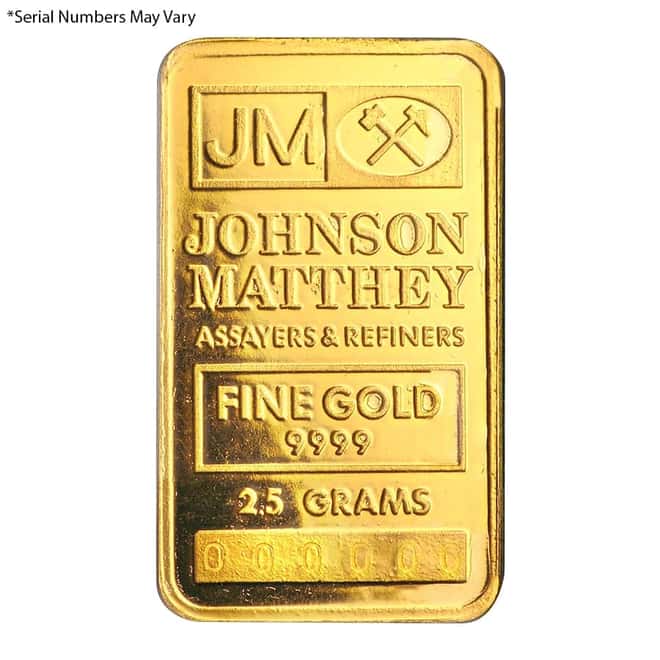 2.5 gram Johnson Matthey Gold Bar .9999 Fine (In Assay)