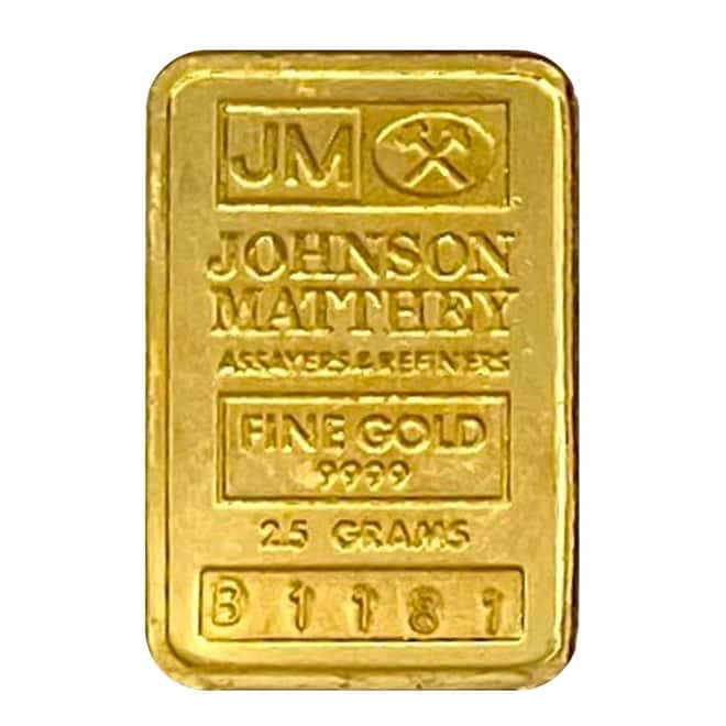 2.5 gram Johnson Matthey Vintage Gold Bar .9999 Fine