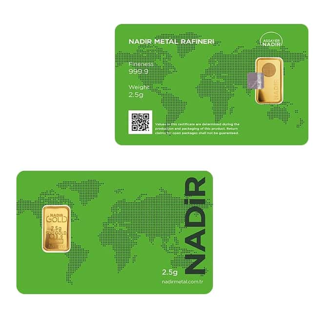 2.5 gram Nadir Refinery Gold Bar .9999 Fine (In Assay)