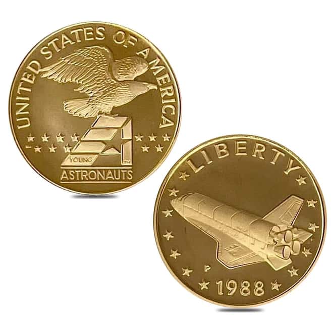 1988 Gold / Silver / Bronze America In Space Commem Proof 3-Medal Set (w/Box & COA)
