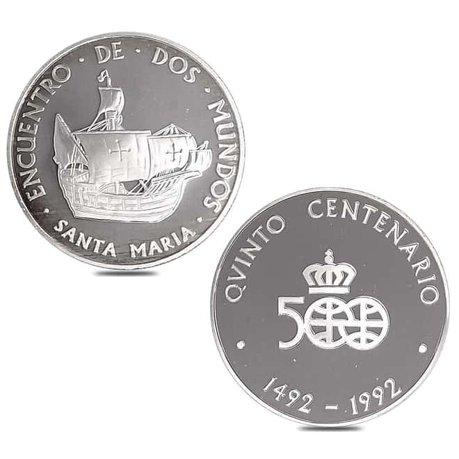 1992 Spain 3.46 oz Proof Silver Discovery of America 5-Medal Set .925 Fine (w/Box & COA)