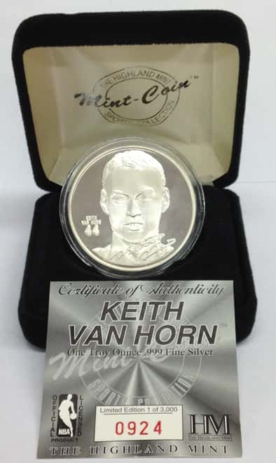 Keith Van Horn Highland Mint 1 oz .999 Fine Silver Limited Edition Commemorative Medallion w/ COA 