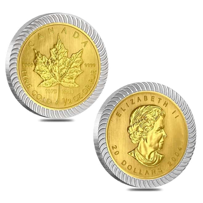 2004 Canada 1.94 oz Gold / Silver Maple Leaf 25th Ann. Bi-Metallic 6-Coin Set .9999 Fine (In Cap)