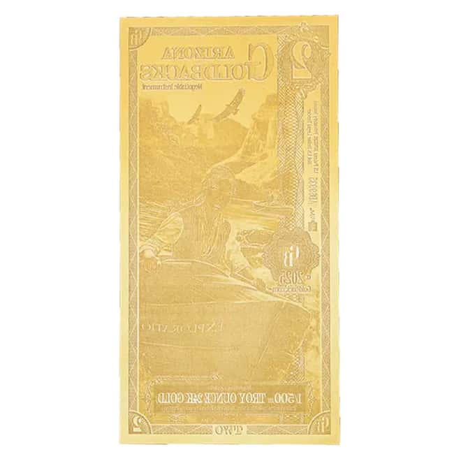 2 Arizona Goldback 1/500 oz 24K Gold Foil Aurum Note