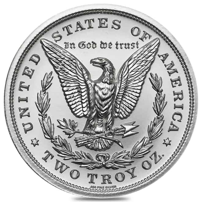 2 oz Morgan Dollar Design High Relief Silver Round .999 Fine