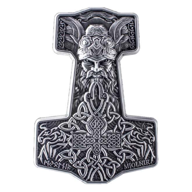 2 oz South Korea Silver Mjolnir Thor's Hammer Stacker Bar .999 Fine