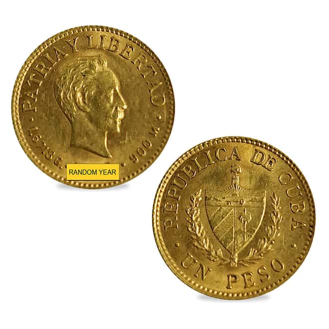1 Peso Jose Marti Gold Coin AU/BU (Random Year)