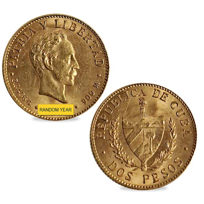 2 Pesos Jose Marti Gold Coin AU/BU (Random Year)