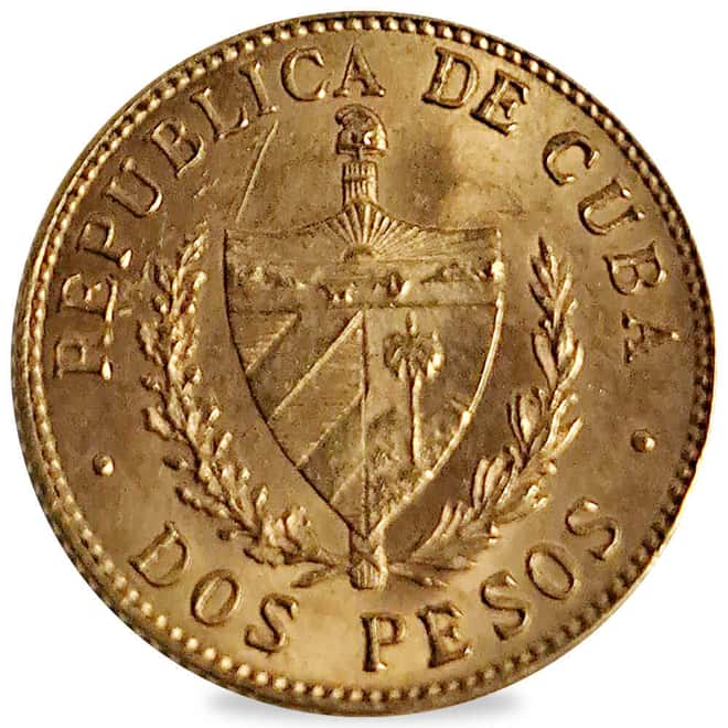 2 Pesos Jose Marti Gold Coin AU/BU (Random Year)