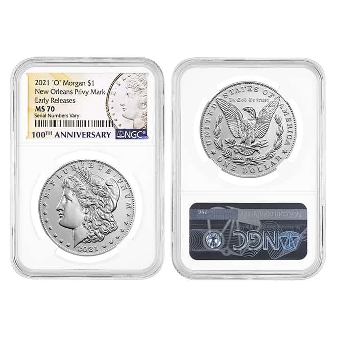 2021 Morgan / Peace Silver Dollar Centennial 6-Coin Set NGC MS 70 ER (Morgan/Peace Label)