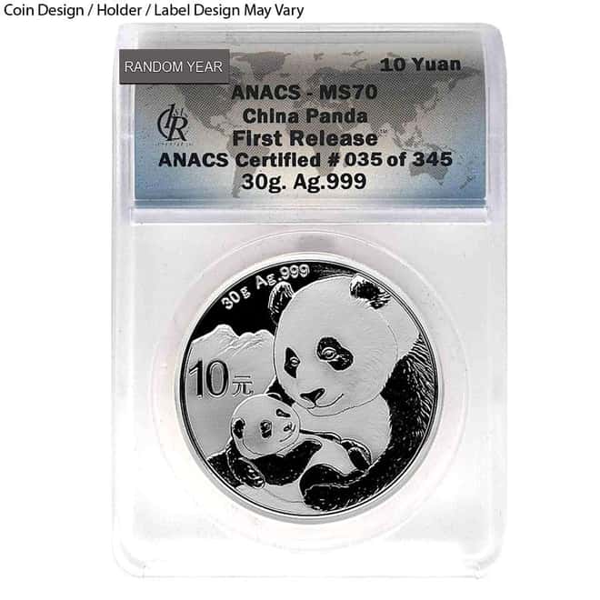 30 Gram Chinese Silver Panda 10 Yuan ANACS MS 70 (Random Year)
