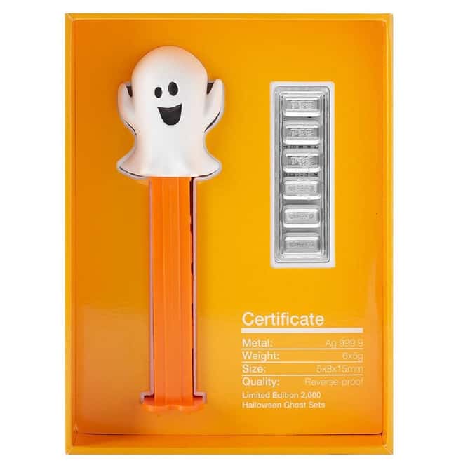 30 Gram PAMP Halloween Ghost PEZ® Dispenser & Silver Wafers