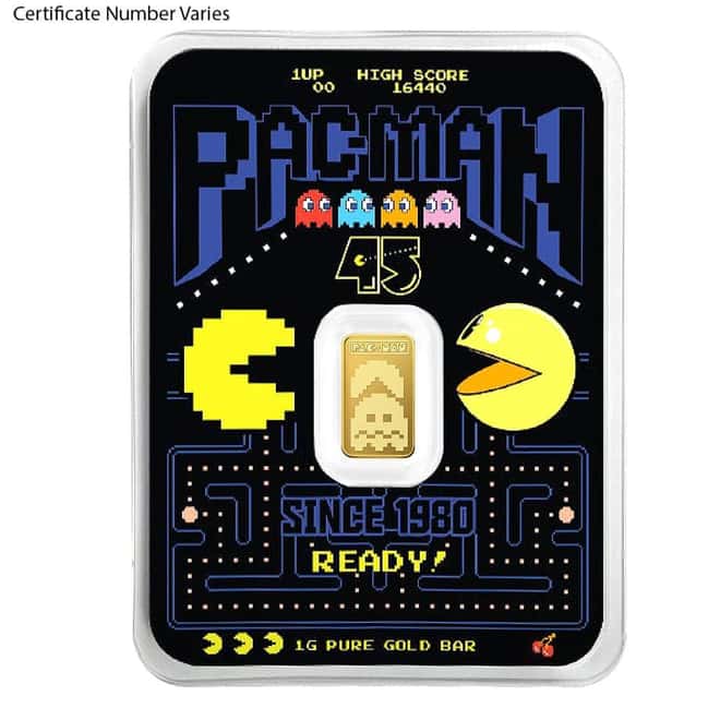 1 Gram PAMP Suisse PAC-MAN™ Gold Bar 45th Ann. (in TEP)