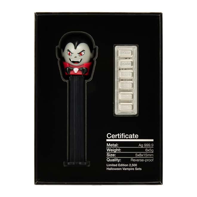 30 Gram PAMP Halloween Vampire PEZ® Dispenser & Silver Wafers