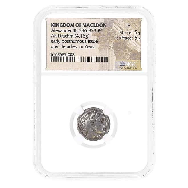 336-323 BC Macedon Alexander III AR Drachm Silver Coin NGC F