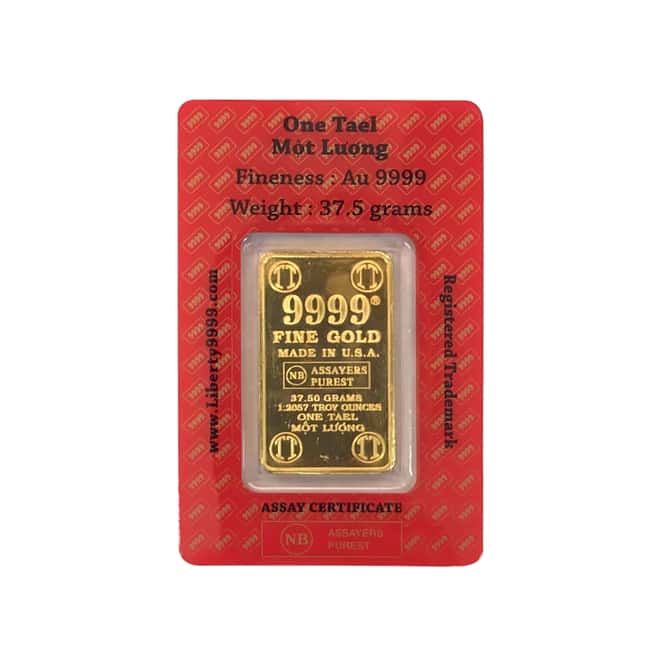 37.5 gram Vietnamese Mot Luong Statue of Liberty One Tael Gold Bar .9999 Fine (In Assay)