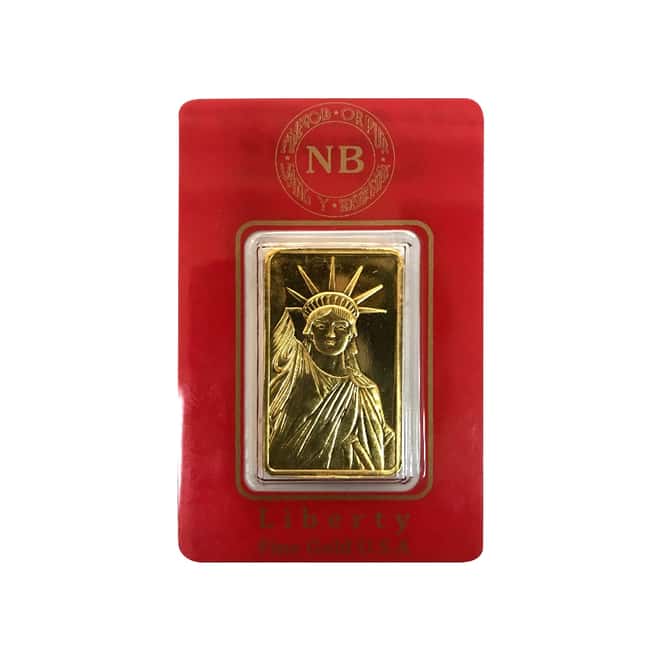 37.5 gram Vietnamese Mot Luong Statue of Liberty One Tael Gold Bar .9999 Fine (In Assay)