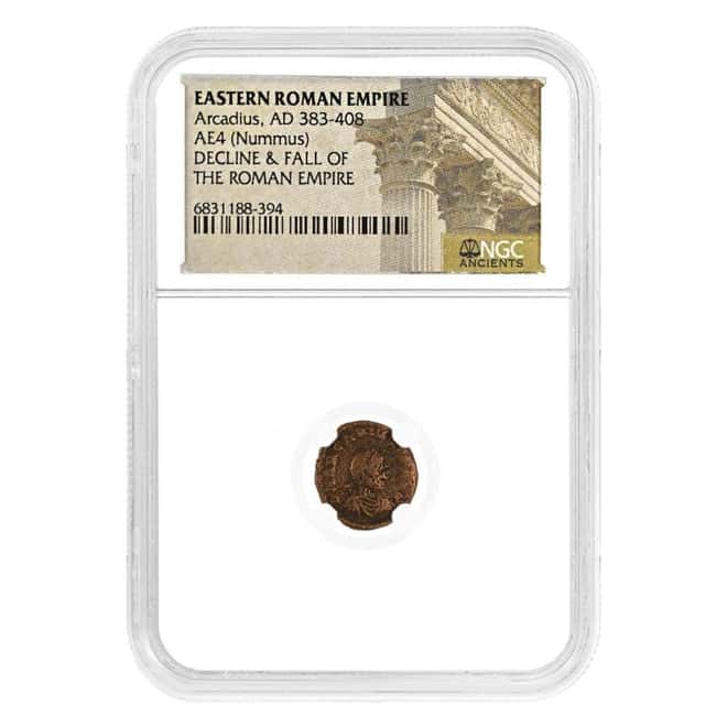 383-408 AD Eastern Roman Empire Arcadius AE4 Nummus Decline & Fall of the Roman Empire NGC