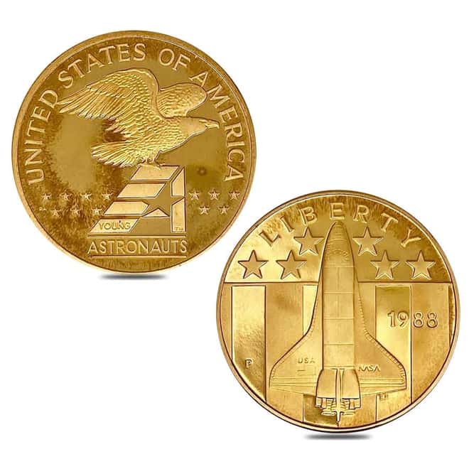 1988 Gold / Silver / Bronze America In Space Commem Proof 3-Medal Set (w/Box & COA)