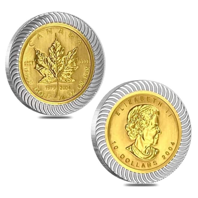 2004 Canada 1.94 oz Gold / Silver Maple Leaf 25th Ann. Bi-Metallic 6-Coin Set .9999 Fine (In Cap)