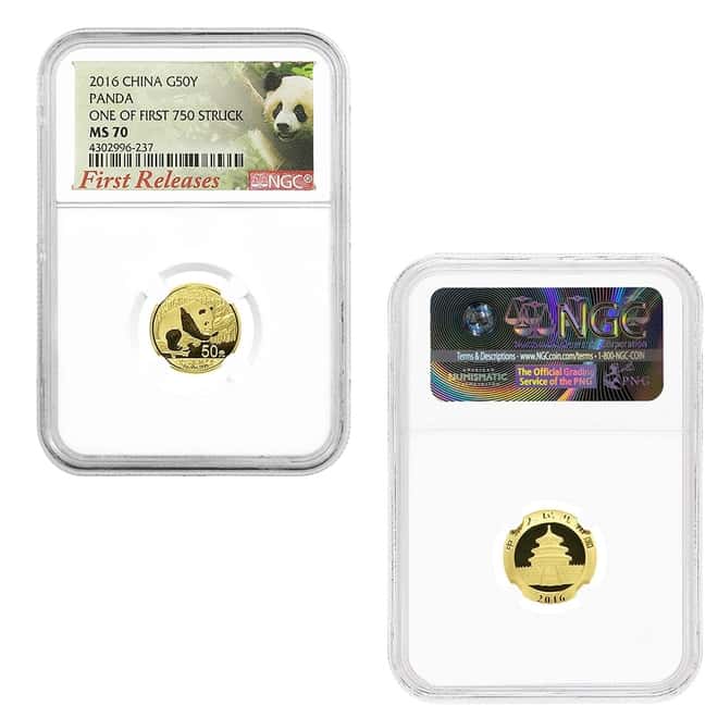 2016 1.83 oz Chinese Gold Panda 5-Coin Set NGC MS 70 First Releases
