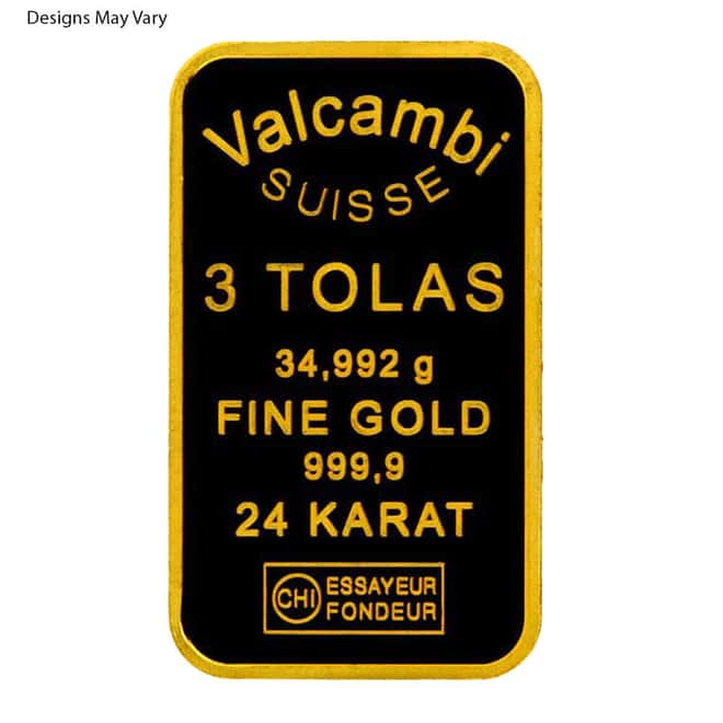 3 Tolas Generic Gold Bar .999+ Fine (Secondary Market)