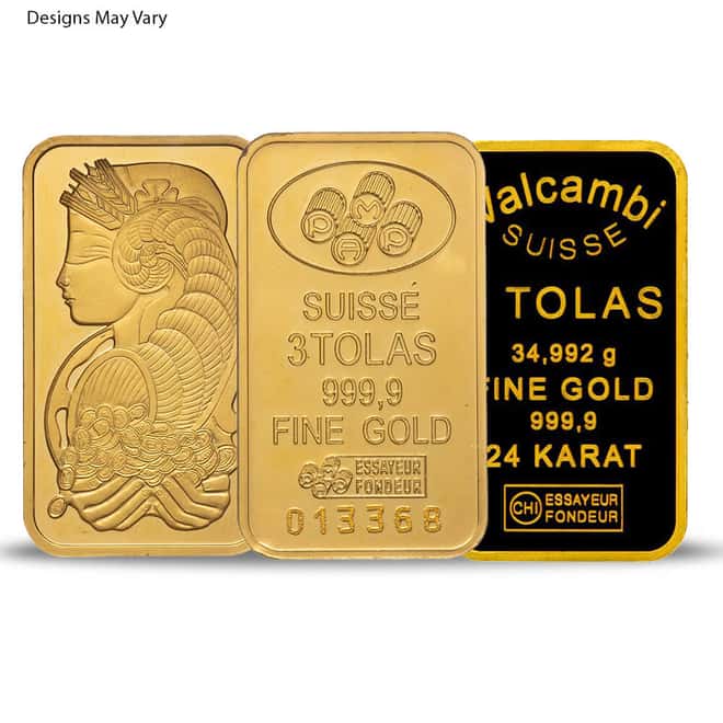 3 Tolas Generic Gold Bar .999+ Fine (Secondary Market)