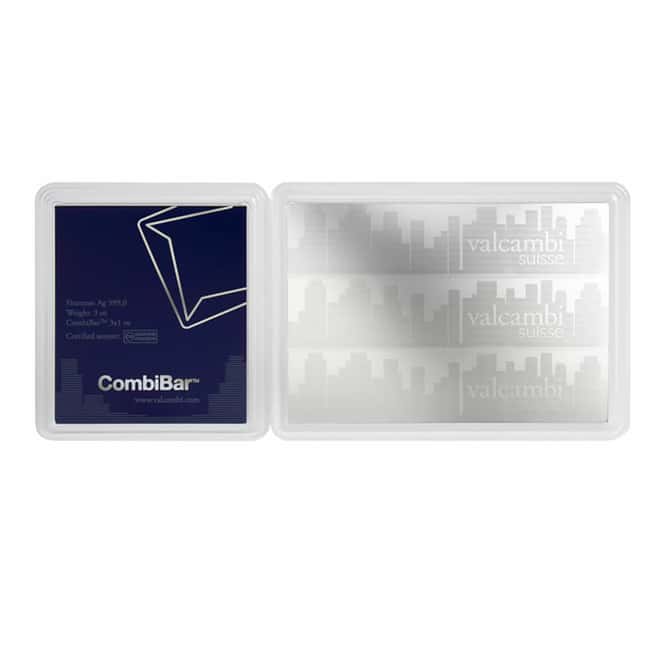 3 x 1 oz Valcambi Skyline Silver CombiBar .999 Fine (in Assay)