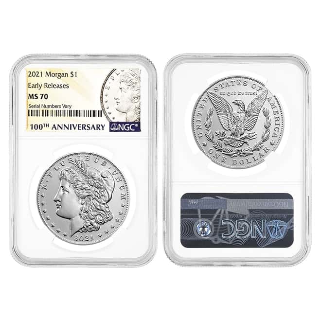 2021 Morgan / Peace Silver Dollar Centennial 6-Coin Set NGC MS 70 ER (Morgan/Peace Label)