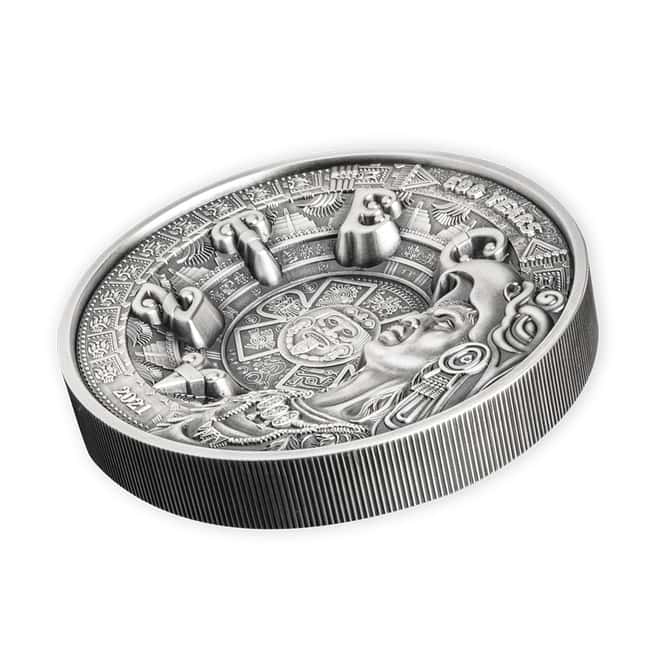 2021 1 kilo Silver Aztec Empire Multilayered High Relief Coin Samoa .999 Fine (w/Box & COA)