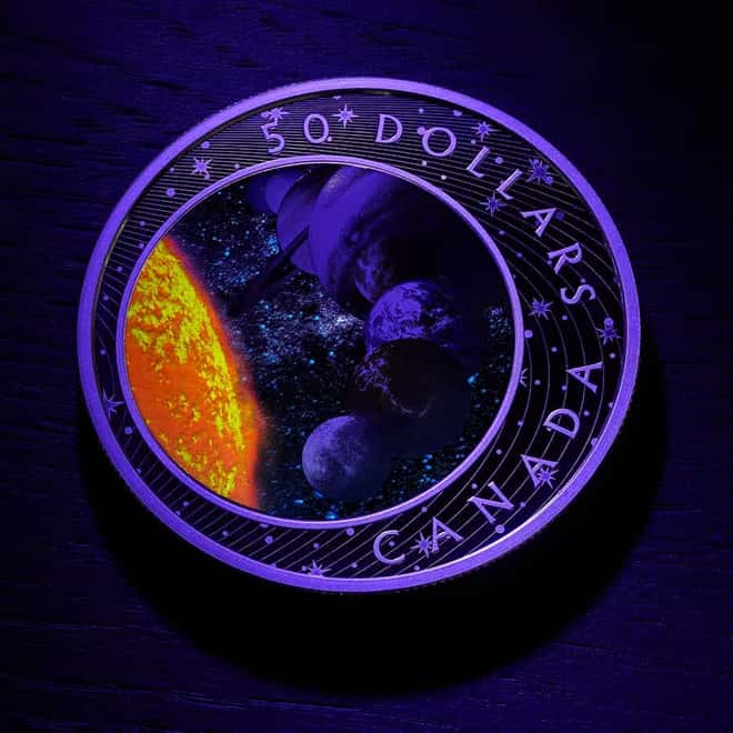 2021 Canada 5 oz The Solar System Colorized Proof Silver Coin .9999 Fine (w/Box & COA)